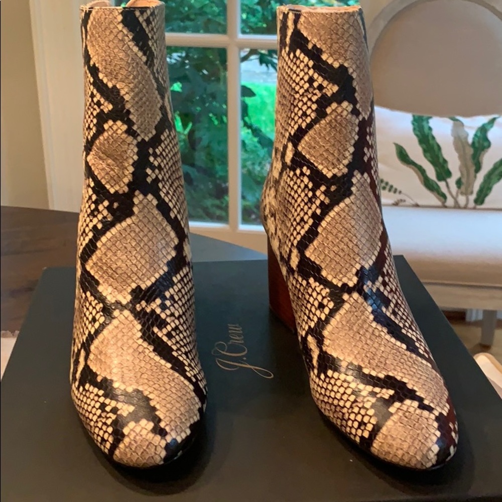 J Crew Sadie boots snakeskin printed leather 8.5